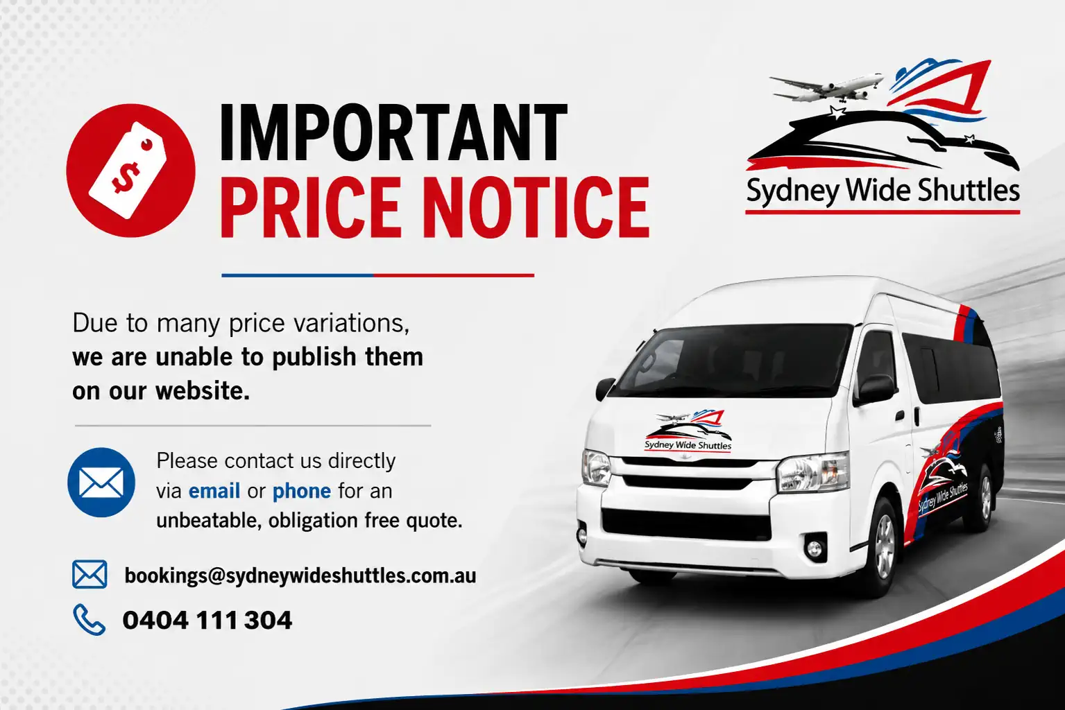 sydneywideshuttles-Price Notice